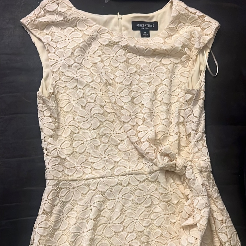 Cream yellowish Lace Dress